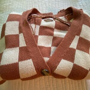 NWOT America eagle checkered cardigan sweater M